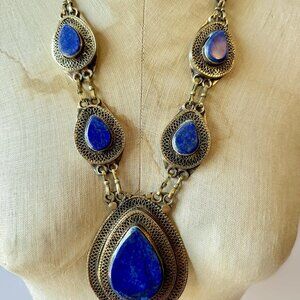 Lapis Necklace, Afghan,Middle Eastern, Lapis Lazuli, Vintage, Blue Stone